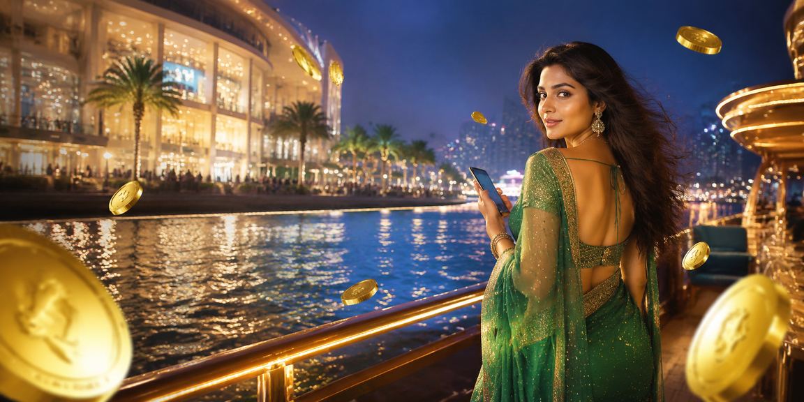 Indian woman enjoying live casino games on mobile in traditional saree